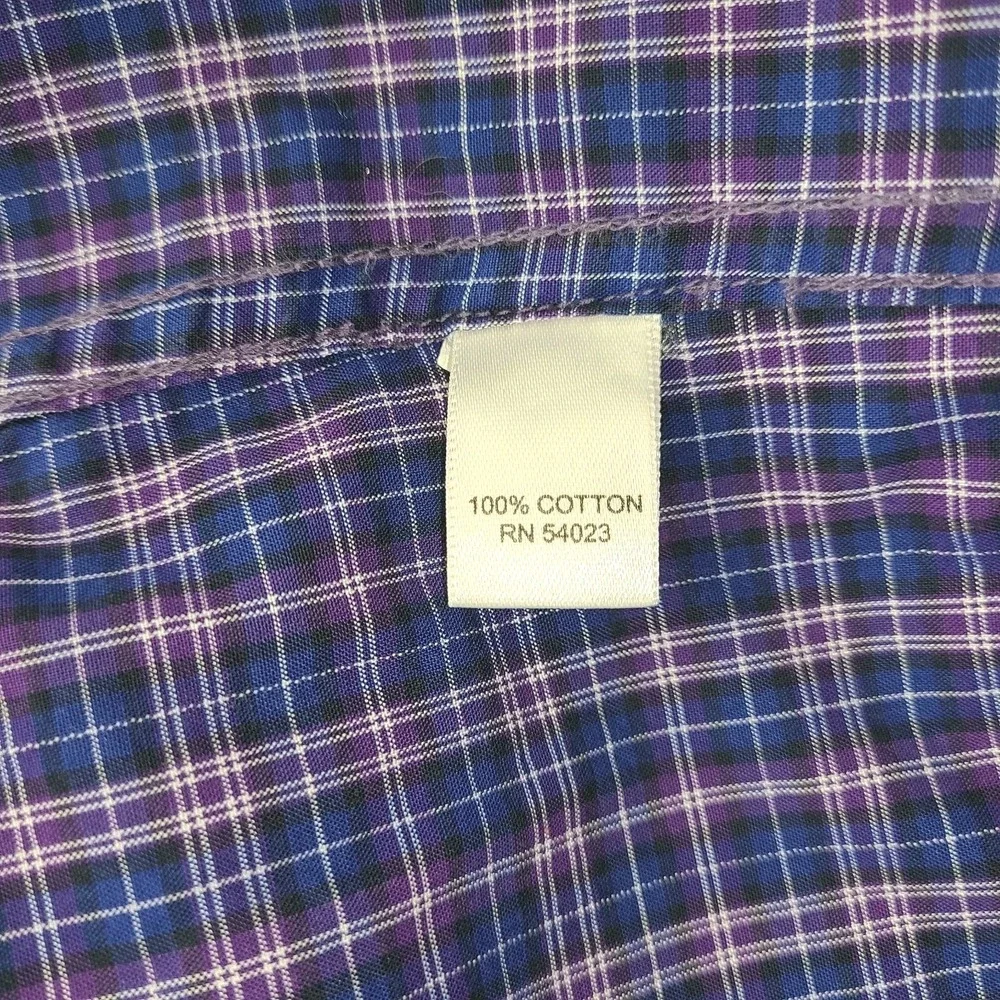 Banana Republic Soft Wash Shirt Mens XL Purple Blue Plaid Button Down Cotton